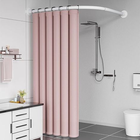 Barre de douche en forme de L 1 pièce Acier inoxydable 304 Réglable sans perçage Salle de bain et vestiaire Blanc (1/5)