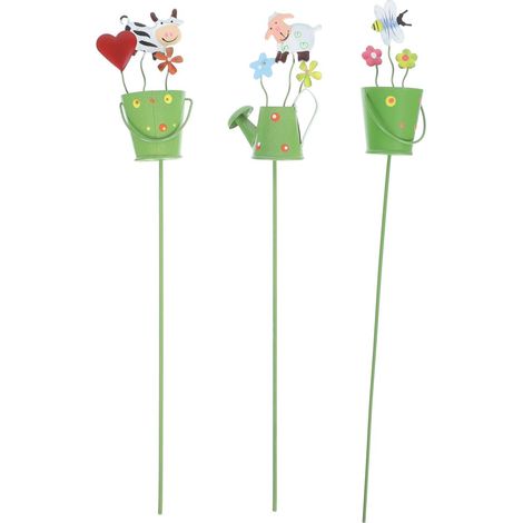 3 pièces de support en métal pour sucettes et vases vert