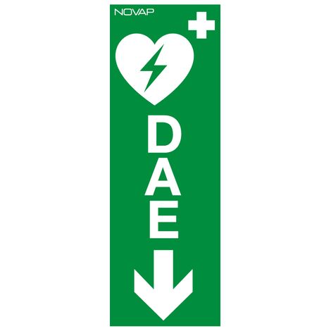 Panneau D.A.E. avec flèche en bas - vertical - Rigide 330x120mm - 4140933