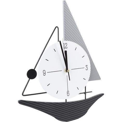 Horloge murale moderne et sobre, motif voilier, pour la décoration du salon et de la salle à manger. (1/5)