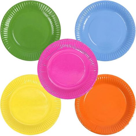 30 assiettes en papier colorées pour fête, 15 cm, jetables, pour pique-nique (1/5)