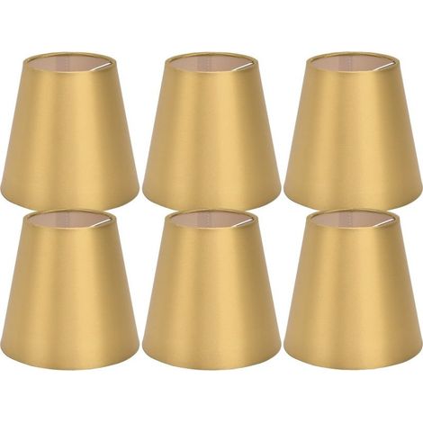 6 pièces E14 abat-jour tissu abat-jour lampe de Table plafonnier abat-jour pour chambre salon or PX153 (1/5)