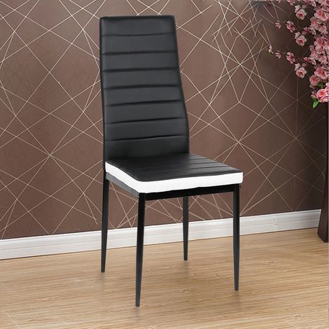 Lot de 2 Chaises pour Salle à Manger, Chaises de Salle à Manger Moderne, Noir Blanc (1/5)