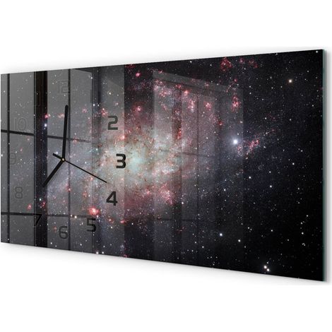 Grande Horloge Murale 60x30 cm Design Panoramique Verre Silencieux pour Salon Brouillard (1/5)