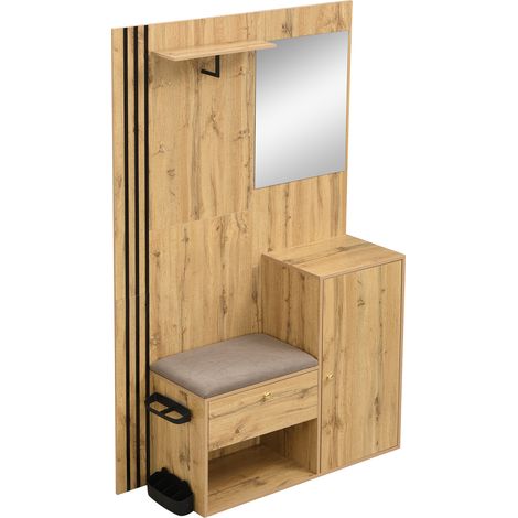 Flurmöbel mit Spiegel und Bank aus MDF 115 x 37 x 185 cm MODENUIT (1/5)