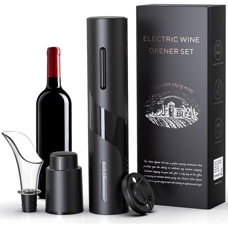 Tire Bouchon Électrique - 6s Une Clé pour Ouvrir- Tire Bouchon Professionnel Ouvre Bouteille Champagne idée Cadeau Homme pour Noël, Nouvel an et Saint-Valentin (1/5)