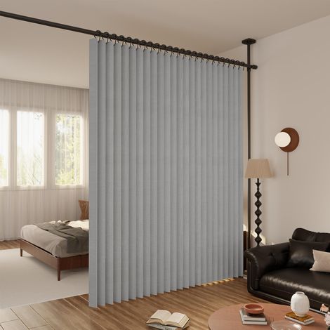 Rideau de séparation, pliable, extra large, séparateur de pièce, pour porte, armoire, chambre à coucher, bureau à domicile, avec crochet et ruban (gris, 220 x 200 cm) (1/5)