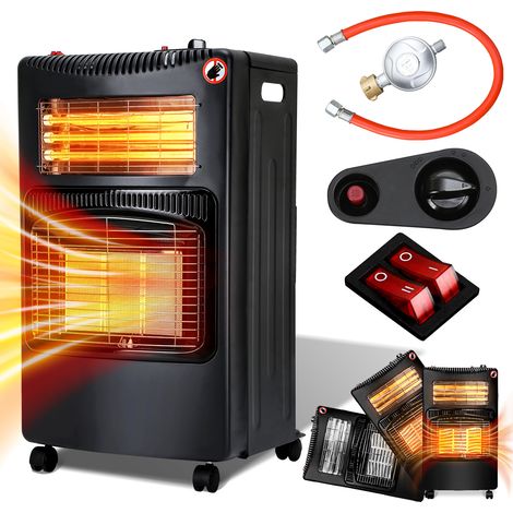 SWANEW Stufa a gas 4200 Watt con 3 livelli di riscaldamento, regolatore di pressione e tubo flessibile - Mobile, efficiente e a risparmio energetico - Gas+El (1/5)
