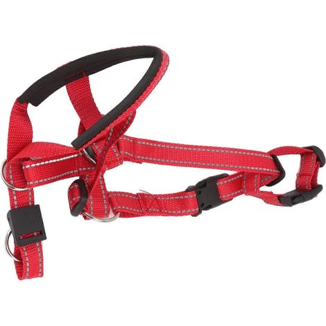 Atmungsaktives Hunde-Kopfhalsband mit verstellbarem Riemen für den Außenbereich, Rot, XL