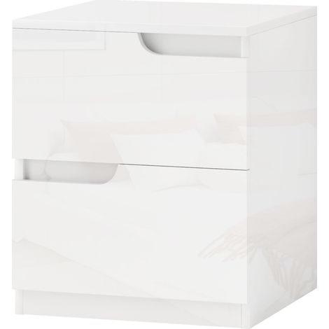 Table de chevet blanche laquée avec 2 tiroirs, 40 x 40 x 48 cm (1/5)
