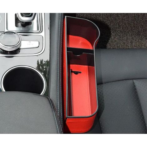 (Cuir rouge droit) Organisateur de siège auto avec fente et compartiment de rangement pour Citroën C2, C3, C4, Cactus, C5, C4, Picasso, C6, DS3, DS4, DS5 (1/5)