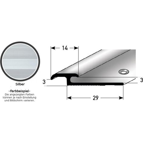 Einschubprofil "Leicester" für Laminat, 3 - 7 mm Einfasshöhe, Aluminium eloxiert, gebohrt-silber-1000-3