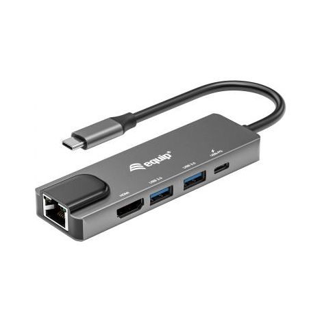 Equip Adattatore multifunzione USB-C 5 in 1, HDMI, LAN Gigabit, USB 3.2 GEN1, USB PD 100W (1/4)