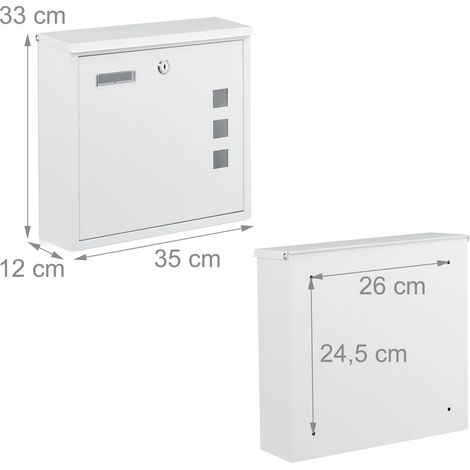 Buzón espacioso moderno con cerradura 33 x 35 x 12 cm práctico de hierro gris 130017409 (1/3)