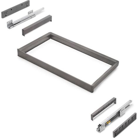 Emuca 7135452 Rack avec glissières à extension totale et à fermeture douce pour accessoires d armoire Quartz, 762 788mm, Alumin (1/5)