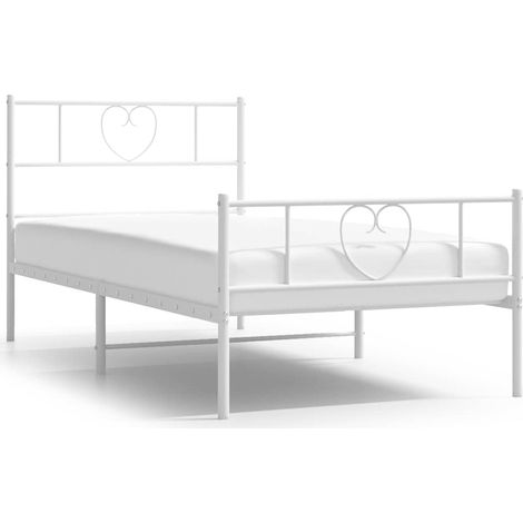 Maison Exclusive - Cadre de lit métal sans matelas et pied de lit blanc 100x190 cm (1/5)