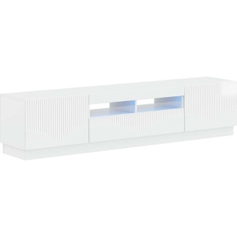 5 Piece LED TV Cabinet High Gloss White Engineered Wood vidaXL (1/5)