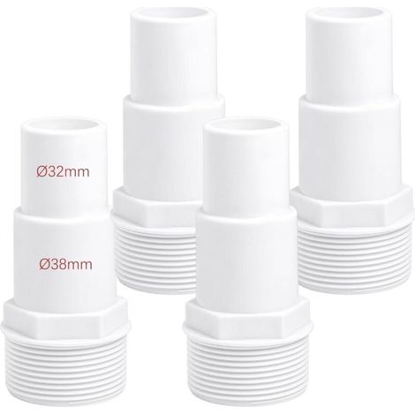 Lot de 4 raccords tuyau pour piscine - Diamètre : 32/38 mm Blanc 4p (1/4)