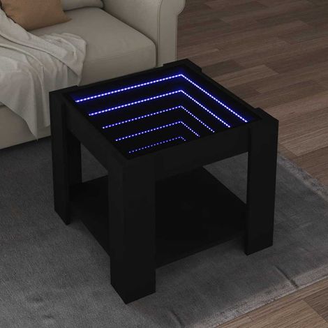 Table basse LED avec miroir infini noir en bois d’ingénierie 53 x 53 x 45 cm - PANGIVO (1/5)