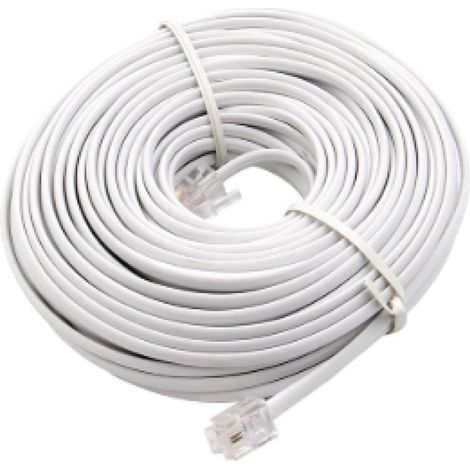 Rallonge téléphonique neuve de 15 mètres (50 pieds), câble blanc RJ11 modulaire (1/5)