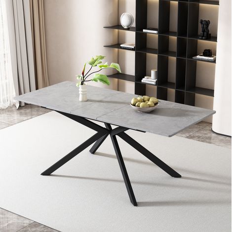 Table extensible 180x70 MDF motif ciment noir gris OKMYHOME (1/5)