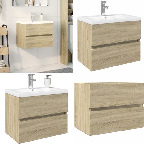 2-tlg. Badmöbel-Set Keramik und Holzwerkstoff - Badmöbel - Badschrank - Waschtisch - Keramikwaschbecken - Holzwerkstoff - Home & Living (1/5)
