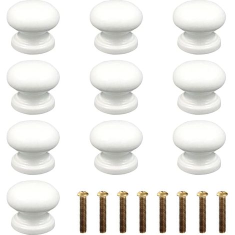 10 Pièces  Bouton de Meuble  Poignée Bouton en Bois Naturel Ronde Champignon Boutons de Tiroir Bouton de Porte Poignées de Meuble avec Vis pour Placar (1/4)