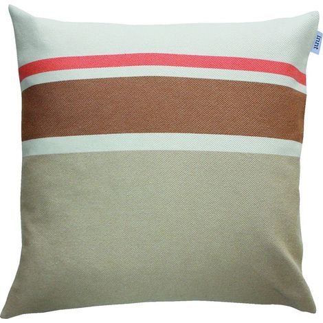 Coussin en coton recyclé ivoire, blanc, ambre et corail 50 x 50 cm (1/5)