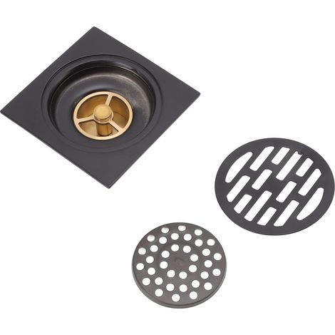 Griglia doccia quadrata in stile antico europeo in acciaio inox e rame per balcone o cucina, nera