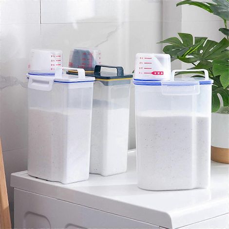 Boîte de rangement hermétique transparente pour riz, aliments secs et poudres. (1/5)