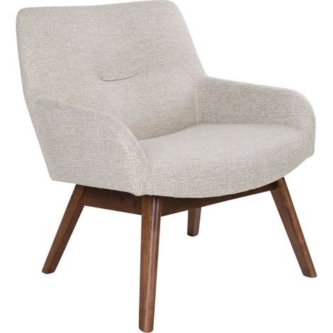 HARROW - Fauteuil Noyer Massif Naturel et Tissu Sable (1/5)