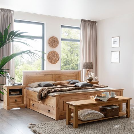 Schlafzimmer Set 6-teilig, Kiefer massiv eichefarben geölt, STEINKJER-69 (1/5)