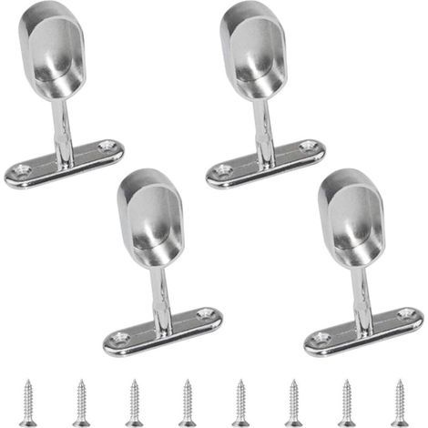 Juego de 4 soportes ovalados de aleación de zinc para barra de armario, para armario, dormitorio, baño. (1/4)