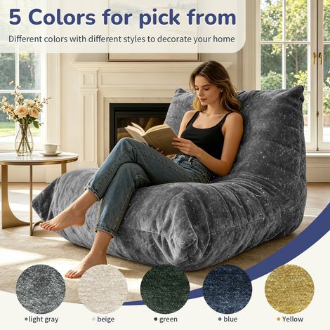 Pouf chenille volante, canapé-pouf relaxant et élégant pour la maison, la chambre ou le salon. Canapé ultra doux et confortable. (1/5)