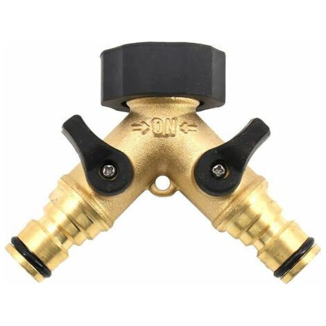 Alovez - Raccord Y pour Tuyau arrivée eau (à 2 Voies pour tuyaux admission, 26,9 mm (3/4") en Laiton, collecteur en Y) (1/5)