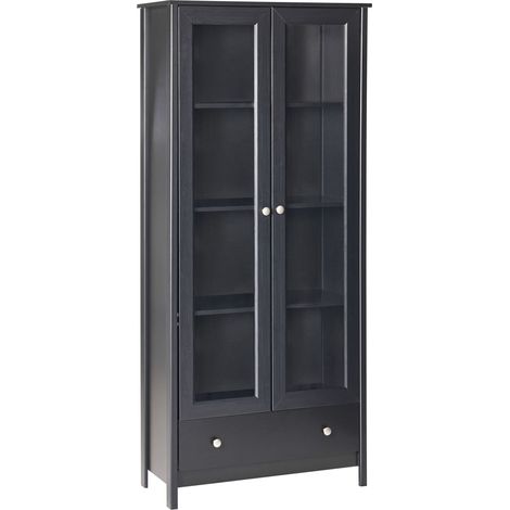 Vitrine mit Glastüren NORNALUP 80 cm Schwarz