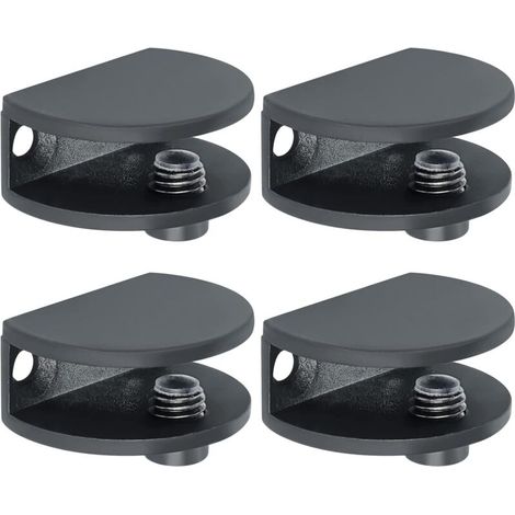 4 Pièces de Pinces à Verre, Support de Verre Réglable, Finition Peinture, Verre Adaptatif de 5-10 mm d'Épaisseur, Pince de Support de Verre, Pratique Pince Verre, Noir