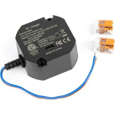 Adaptateur secteur vers USB-C mural encastré pour tablettes USB-C 5-20 V avec chargeur 30 W pour AC-USBC-EU