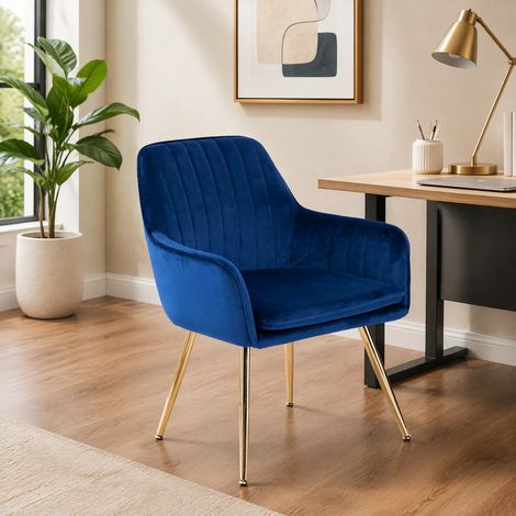 Juego de 2 sillas de comedor 58x58x86 cm en tela azul, diseño moderno FLORAGRACE (1/5)