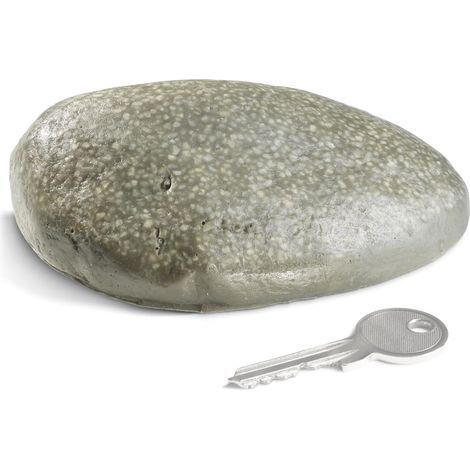 Pebblestone Pierre d'imitation avec compartiment secret – Roche artificielle pour géocaching – Cachette de clés aspect pierre (1 pièce – plat) (1/5)