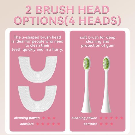 Brosse à dents électrique en forme de U, IPX7 avec réservoir anti-poussière et 4 têtes de brosse supplémentaires pour les enfants de 7 à 12 ans (blanche)-AquaForge