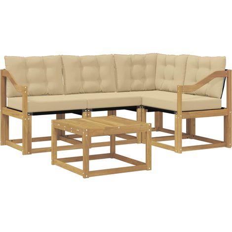 Outdoor-Sofagarnitur 5 Stk. Weiß und Beige vidaXL (1/5)