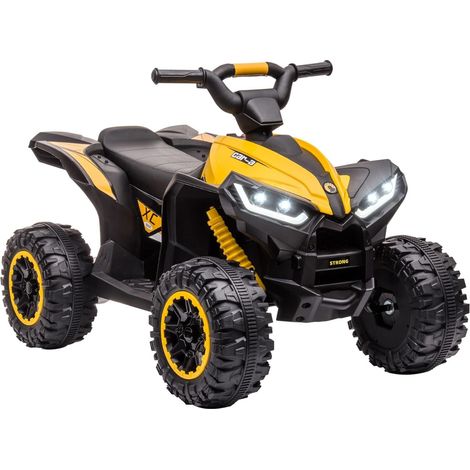 Quad Électrique Enfants,Voiture Électrique Enfants 4 Roues avec Musique, 12 V 6 Km/h max,Klaxon, Lumière LED, 18-36 Mois, Cadeaux de Noël pour Enfants, Jaune (1/5)