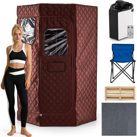 COSTWAY Sauna a Vapore Portatile con 3L Generatore di Vapore (Marrone)