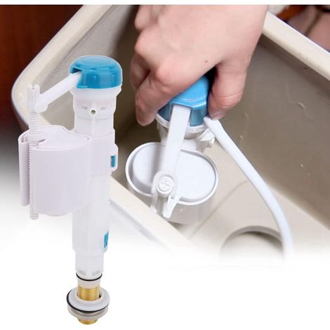Push Button Toilet Filling Valve, Toilet Filling Valve, Floor Inlet, Toilet Filling Valve, Double Flush Tank Siphon, Bathroom, Blue White, UK G1/2 (Inlet Valve 4 Point Copper Water Heater)