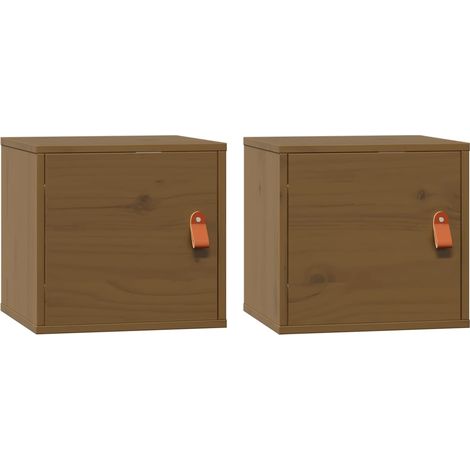 Lot de 2 Armoires De Chambre - Armoires murales Marron miel 31,5x30x30 cm Bois pin massif fr10061 - Maison La Vie (1/5)