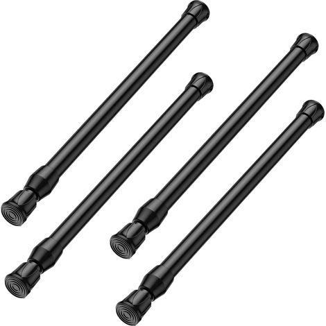 Lot de 4 Barre Extensible Sans Perçage 30-50cm, Ø 13mm, pour Cuisine (Noir) (1/5)