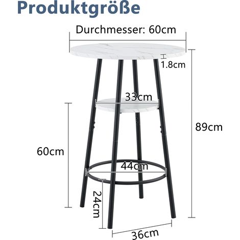 Table de bar moderne avec rangement,aspect marbre blanc et métal noir,Ø60 cm H89 cm. Pour cuisine,salle à manger et espace café. (1/5)
