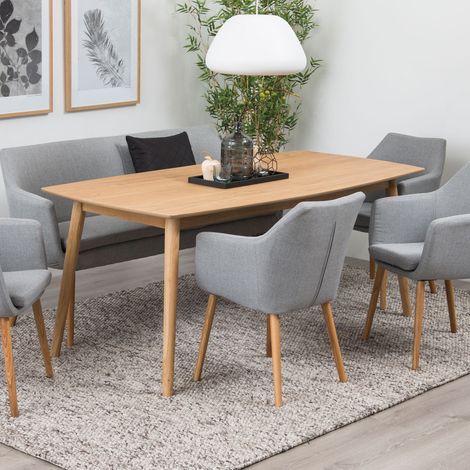 Table à manger 150x80x75,5 cm décor chêne naturel - NAWEL