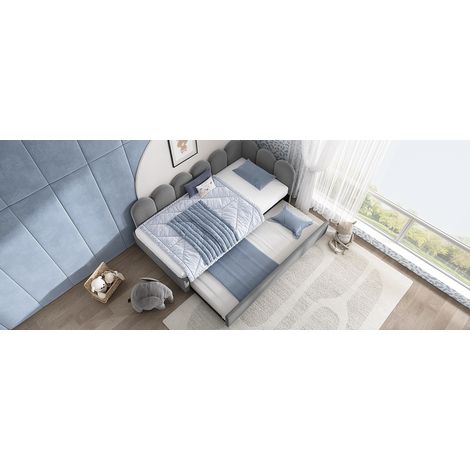 Ausziehbares Tagesbett 90x200 cm Samt Grau mit Gästebett, platzsparend, ohne Matratze – MEUBLIV (1/5)